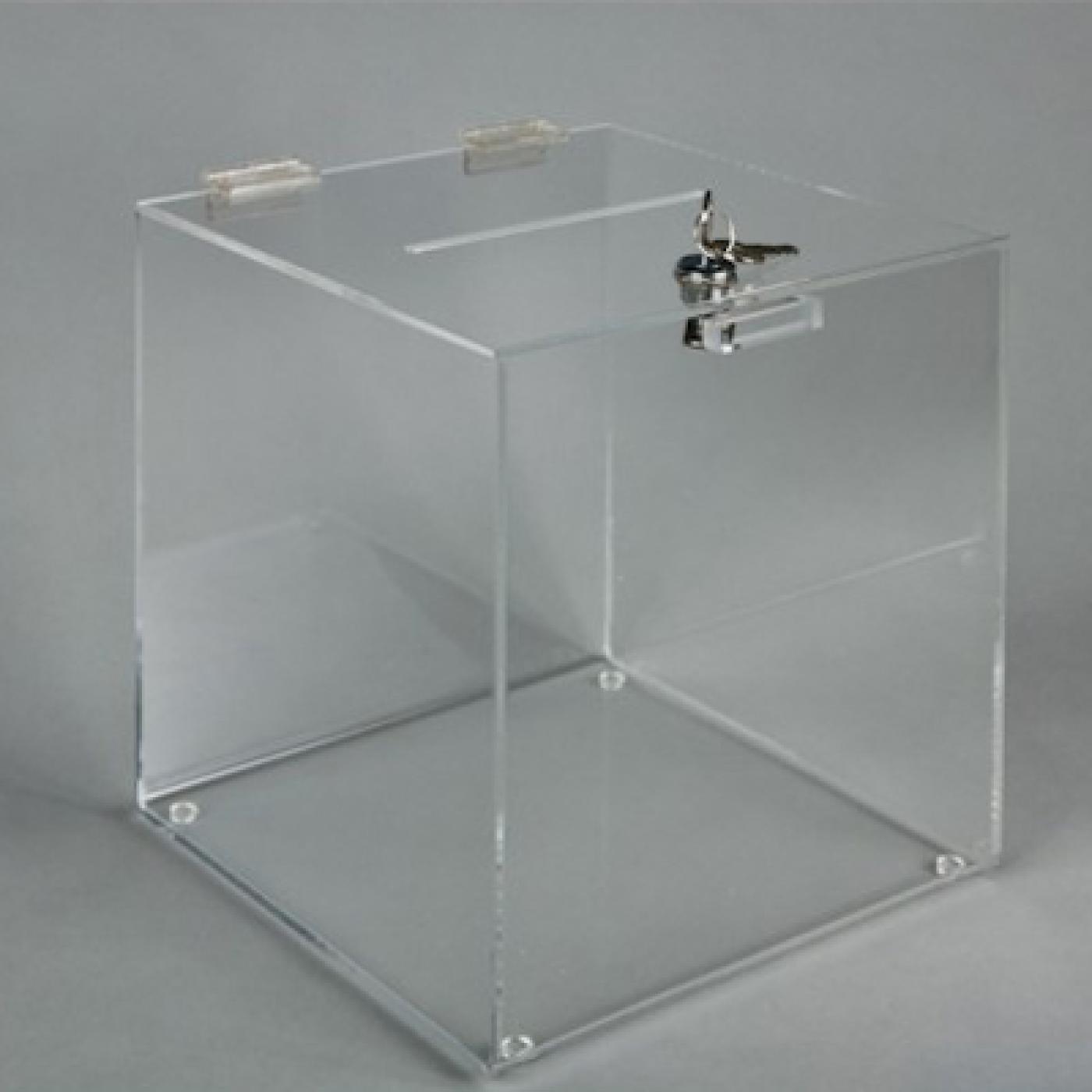 Square acrylic ballot box with lock